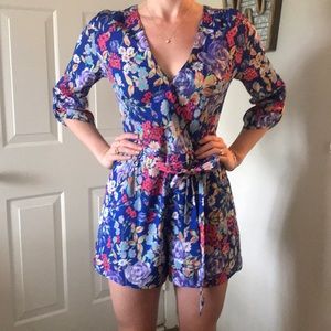 Yumi Kim Blue Floral Romper, Size M